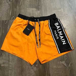 BALMAIN***Orange Logo Men’s Swim Shorts***Med. $630